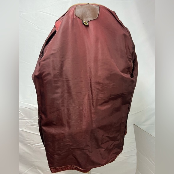 Vintage 60s 70s Mens 38 Western Belted Brown Cabretta Leather Jacket Trench Coat - Picture 3 of 5